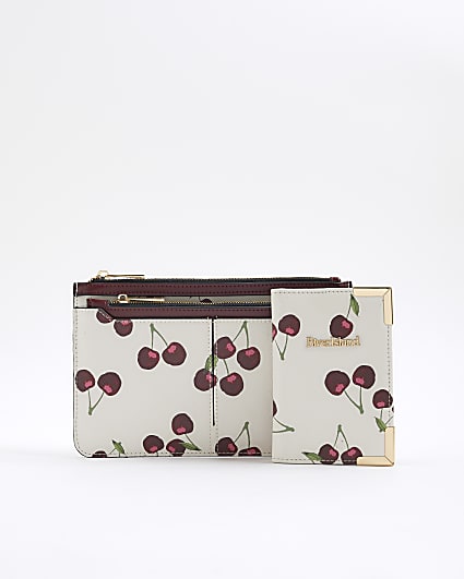 Cream Cherry Monogram Travel Bundle Bag