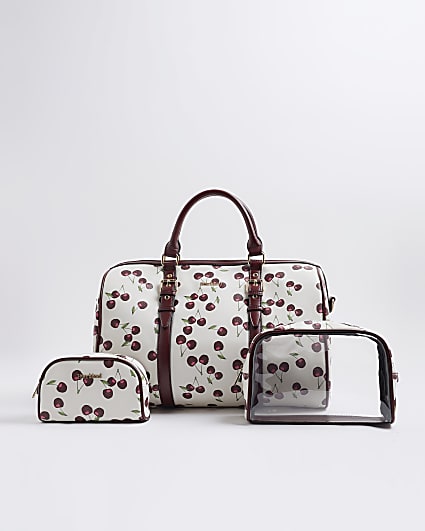 Cream Cherry Monogram Barrel Bundle Bags