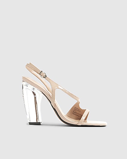 Pink Perspex Block Heeled Sandals