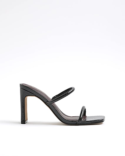 Black Wide Fit Double Strap Mule Sandals