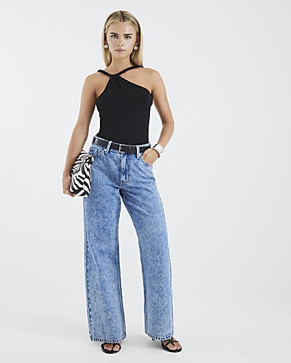 Petite Blue Relaxed Straight Leg Jeans