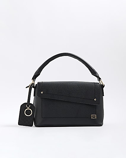 Black Asymmetric Flap Cross Body Bag