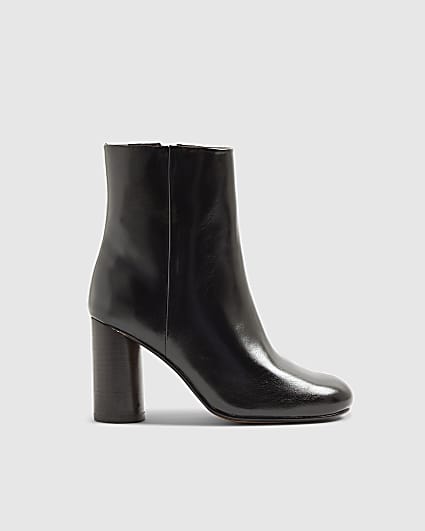 Black Round Heeled Ankle Boots