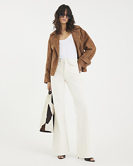 Cream High Rise Relaxed Flared Jeans