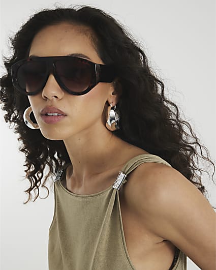 Khaki Sleeveless Scoop Back Drape Tank Top