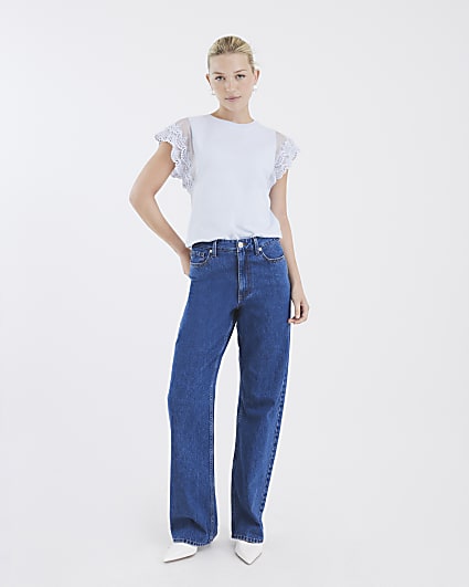Blue Lace Hybrid Sleeve T-shirt