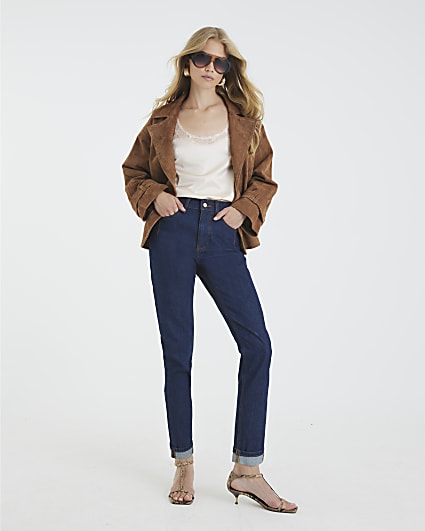 Blue High Rise Mom Jeans