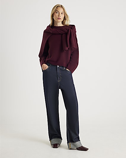 Red Knitted Crew Neck Jumper