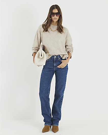 Beige Crew Neck Jumper