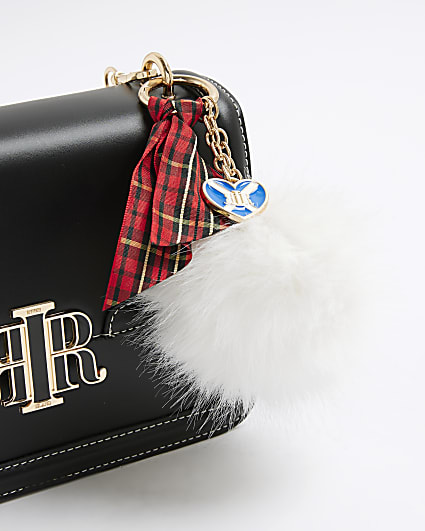 Cream Scotland Faux Fur Pompom Bag Charm
