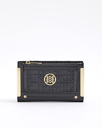 Black RR Monogram Embossed Mini Purse