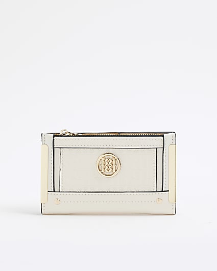 Cream RR Monogram Embossed Mini Purse