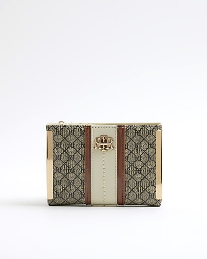 Beige Panelled Monogram Purse