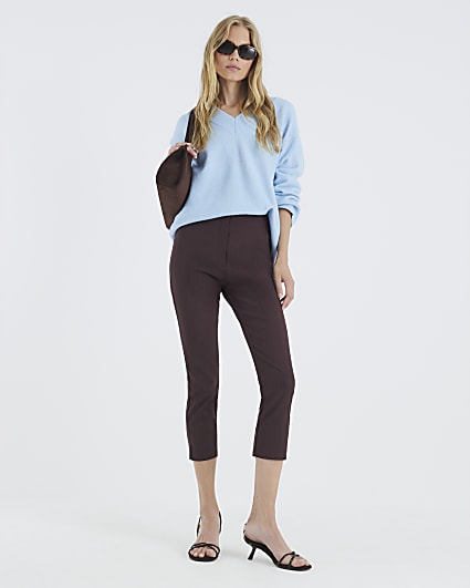 Blue V-Neck Knitted Jumper