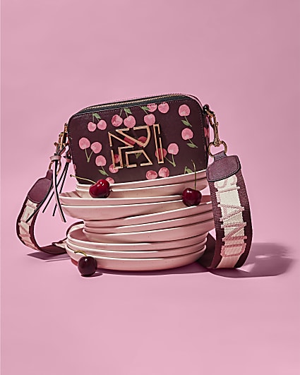 Red Cherry Print Cross Body Bag