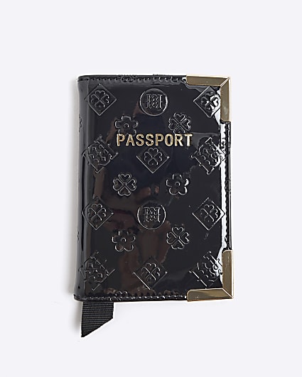 Black Patent Embossed Passport Holder