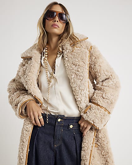 Cream Faux Shearling Coat
