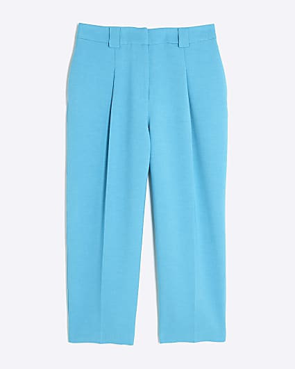Petite Blue Tapered Straight Leg Trousers