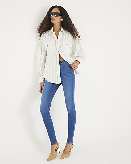 Blue Pull On Skinny Sculpt Jeans