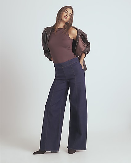 Blue Pull on Palazzo Jeans