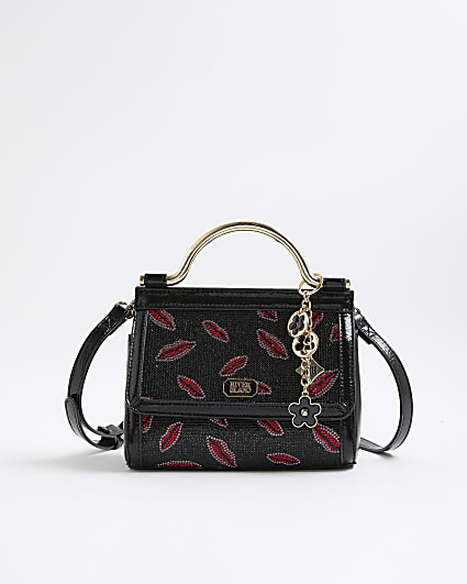 Black Diamante Embellished Lips Tote Bag