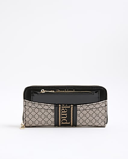 Black Monogram Zip Around Purse