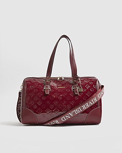 Red Patent Monogram Charm Holdall Bag