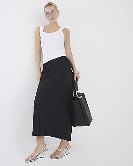 Black Satin Maxi Skirt
