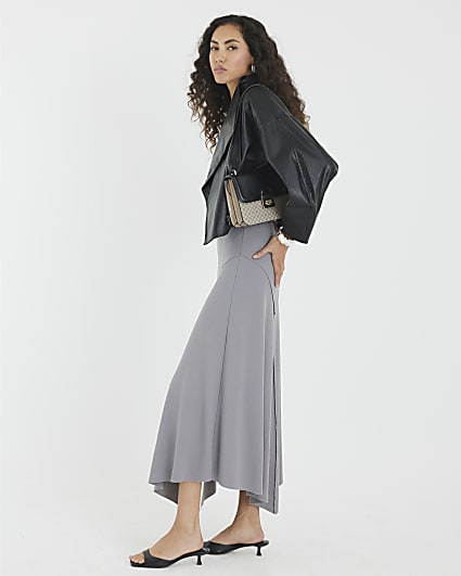 Black Faux Leather Waterfall Collared Jacket