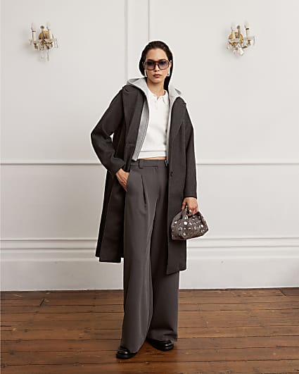 Grey Hooded Hybrid Coat