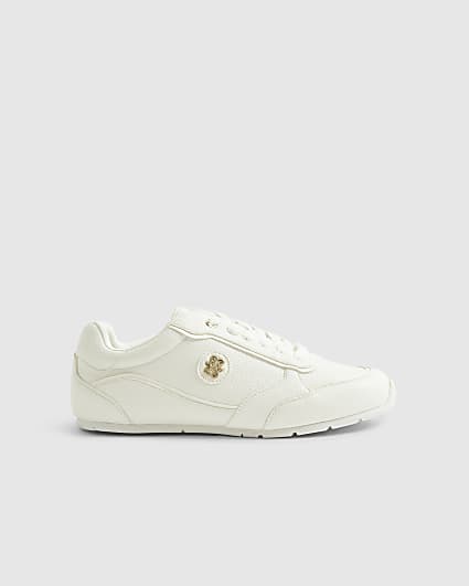 White Lace Up Branded Trainers