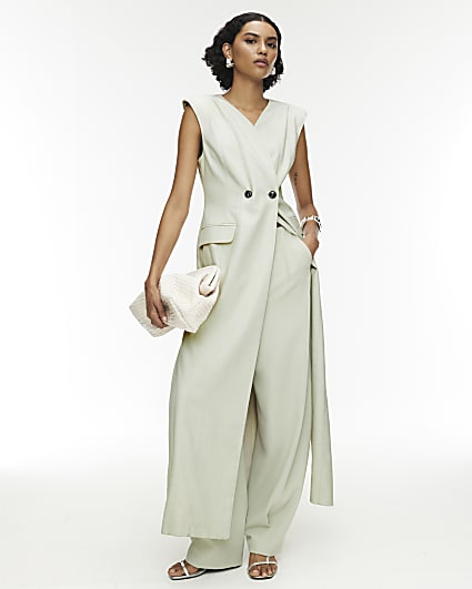 RI Studio Green Tailored Maxi Dress
