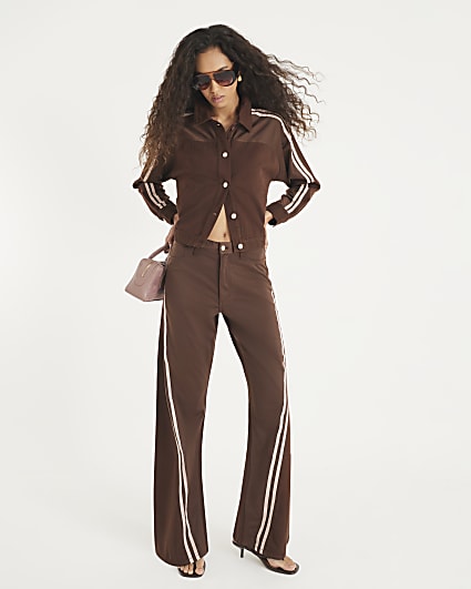 Brown Relaxed Straight Leg Hybrid Jeans