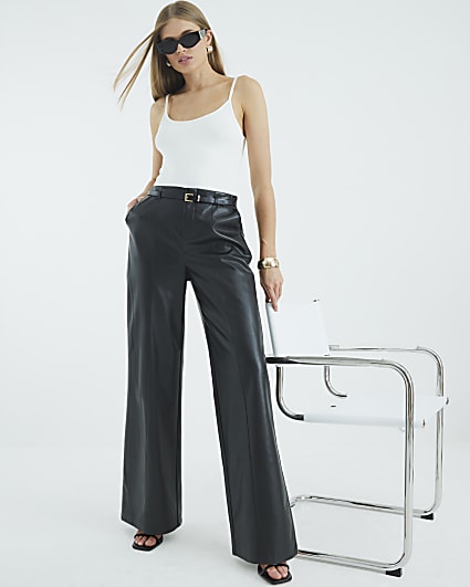 Black Belted Wide Leg Trousers
