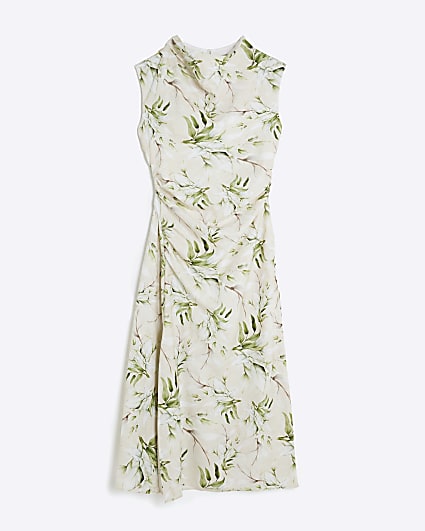Petite Cream Floral Cowl Neck Maxi Dress
