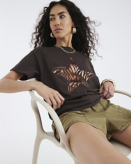 Brown Zebra Star T-Shirt