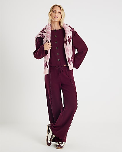 Red Long Sleeve Top And Trousers Lounge Set