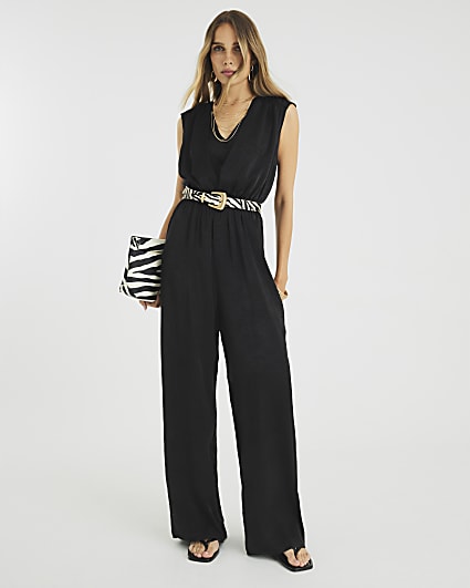Black Sleeveless Wide Leg Jumpsuit