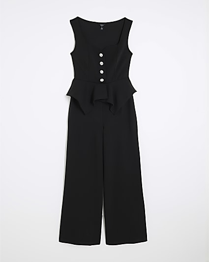 Petite Black Peplum Jumpsuit