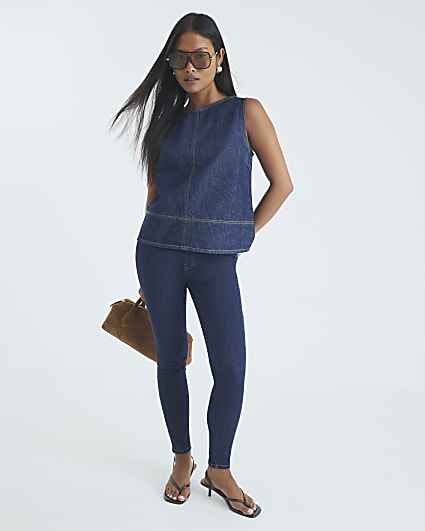 Petite Blue Pull on Skinny Sculpt Jeans