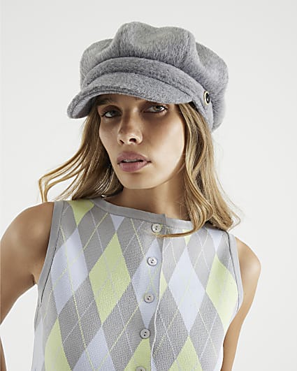Grey Soft Brushed Baker Boy Hat