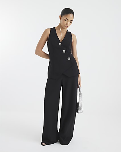 Petite Black Waistcoat Hybrid Jumpsuit