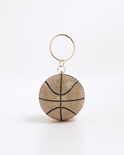 Gold Basketball Diamante Clutch Bag