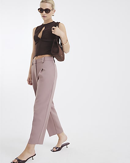 Brown Tapered Straight Leg Trousers