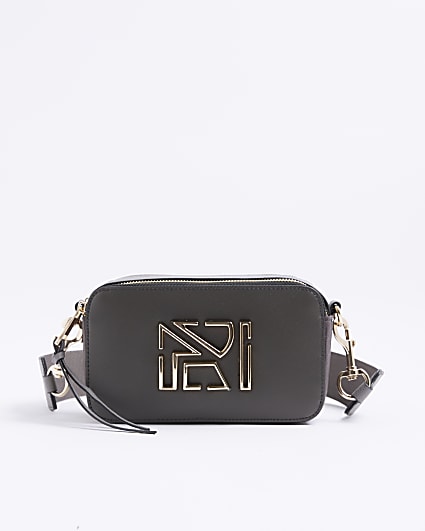 Grey Branded Cross Body Camera Bag