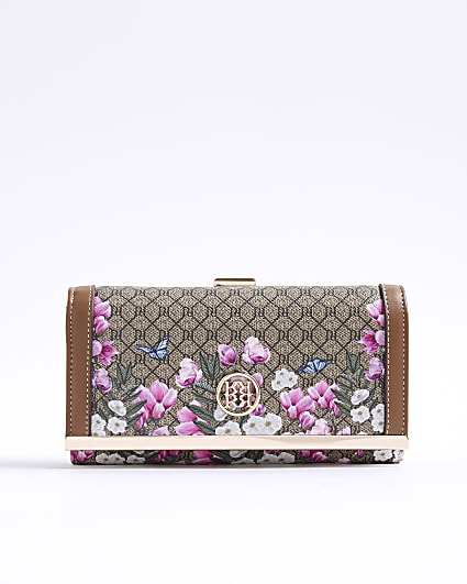 Brown Morgan Floral Monogram Clip Top Purse