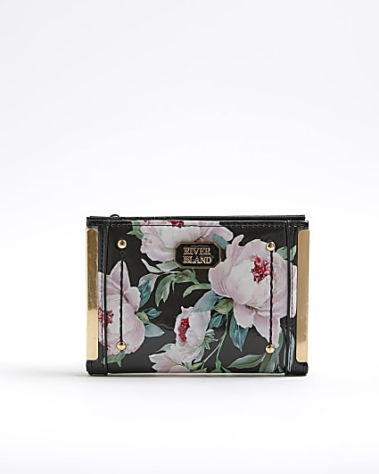 Black Patent Floral Foldout Purse