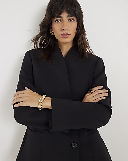 Black Collarless Blazer