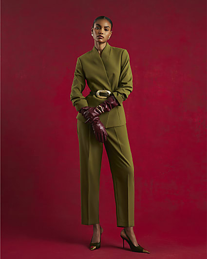 Green Straight Leg Trousers