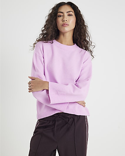 Pink Knitted Crew Neck Jumper